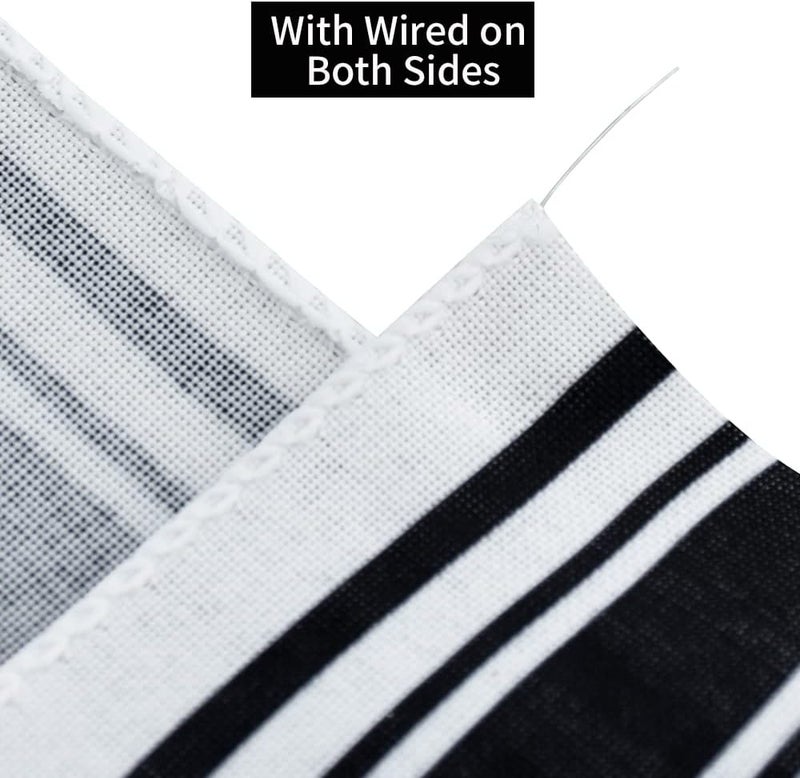 TONIFUL 2.5 Inch Black and White Striped Wired Edge Ribbon, Burlap Ribbon, Blakc White Wired Ribbon for Gift Wrapping, Wreath Bows Making, Crafts Home Party Christmas Tree Decoration（Striped，6yds） - Image 3